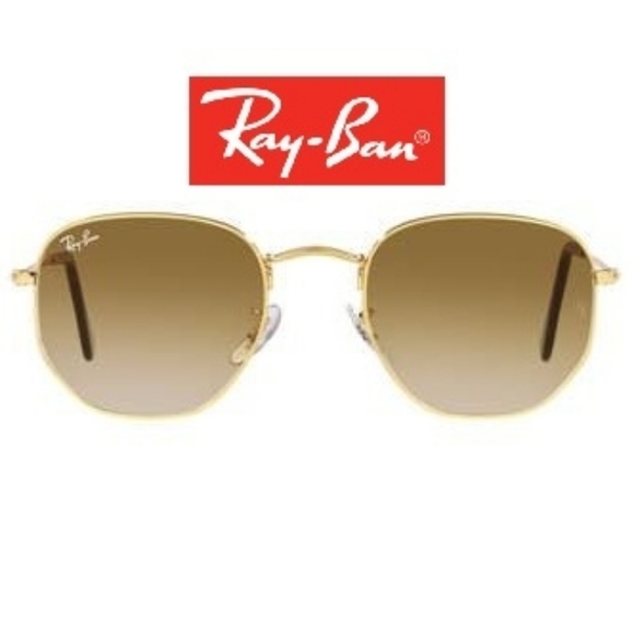 RayBan Hexagonal Gradient Brown Lenses RB3548N Gold Frame Men & Women - Picture 3 of 16